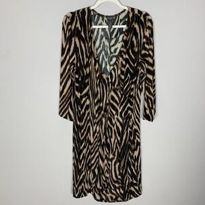 Chicos Travelers Midi Dress Womens XL Animal Print Faux Wrap Slinky Mob Wife